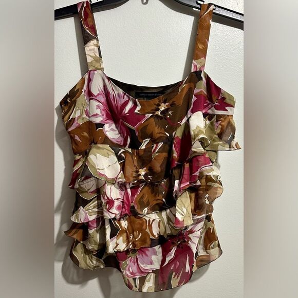 Express Design Studio Layered Blouse Floral Ruffle Tank (123) - Picture 1 of 2